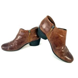 Dankso Raina Ankle Boots Womens EU 41 US 10 Brown Leather Side Zip Comfort